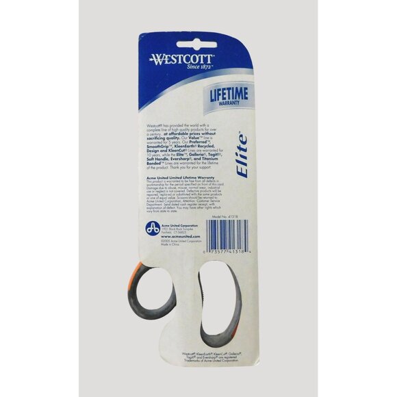 Westcott Elite Scissors 8" Straight Stainless Steel Contoured Ribbed Grip - Picture 3 of 4